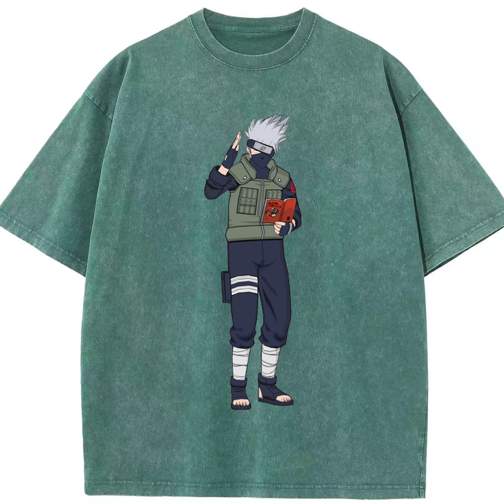 （画像用） NARUTO -ナルト- はたけ カカシ Hatake Kakashi 綿100% ヴィンテージ風 半袖Tシャツ（フロントプリント）